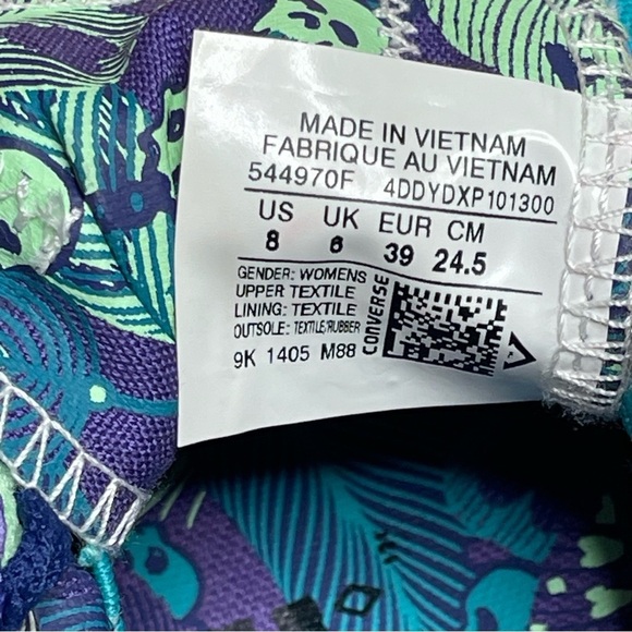 Converse Chuck Taylor All Star Teal Tropical Skull Triple Laces Mens 6 Womens 8 - Picture 12 of 16